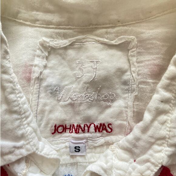 Johnny Was Aztec Embroidered Button Down Tank Top Red White Blue - Picture 5 of 6